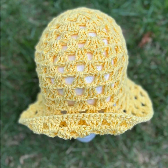 Handcrafted Yellow Crochet Bucket Hat - Picture 3 of 4
